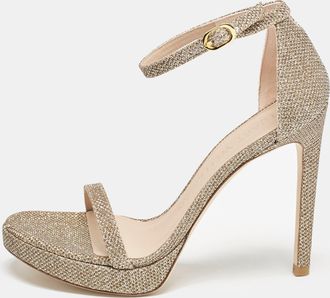 Stuart Weitzman Metallic Lurex Fabric Nudist Sandals