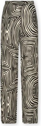 Elena Miro Gedrukte Viscose Palazzo Broek - Dames - Wijde Broeken - Zwart - 3XL - Polyester - Broeken