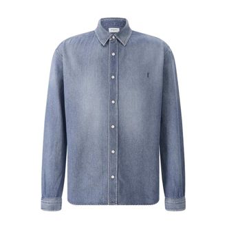 Saint Laurent Denim Shirts, male, Blue, Size: XL Cassandre Denim Shirt