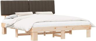 vidaXL Bed Frame with Upholstered Headboard Taupe 180 x 200 cm vidaXL