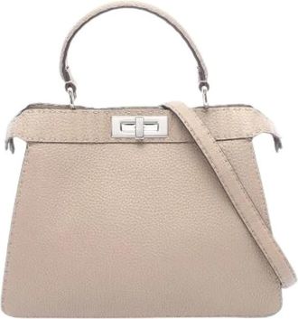 Fendi Pre-owned Peekaboo Regular Leather 2way Handbag - Dames - Vintage Handtas - Beige - ONE Size - Vintage