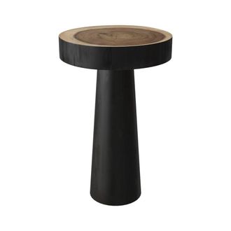 Rendez-Vous D&eacute;co Mesa auxiliar redonda negra en madera de suar D35cm