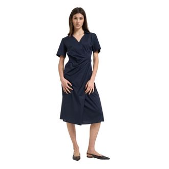 Liviana Conti Midi Dresses, female, Blue, Size: M Draped Midi Chemisier Dress