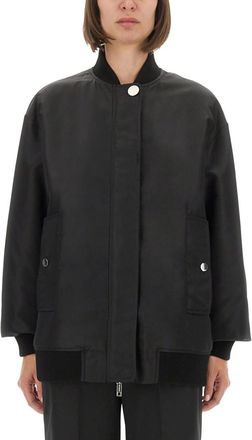 Sportmax Black Solid Mock Collar Jacket