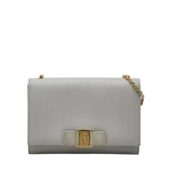 Ferragamo Pre-owned Clutches, female, Gray, Size: ONE SIZE Pre-owned Leather Shoulder Bag