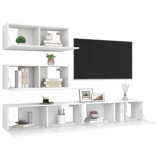 Berkfield Home Modern 4 Piece TV Cabinet Set White Engineered Wood