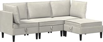 vidaXL Juego De Muebles De Sal&oacute;n 4 Uds. Crema Terciopelo Vidaxl