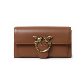 Pinko Wallets & Cardholders, female, Brown, Size: ONE SIZE Bird Plaque Crossbody Bag