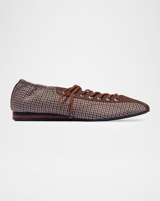 Bernardo Billie Check Leather Sneakerina Flats