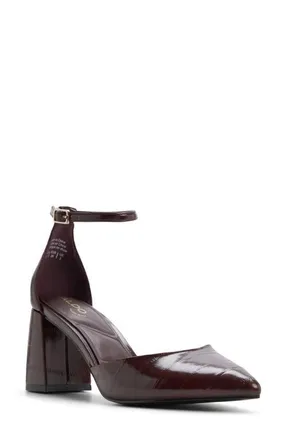 Aldo Jan Ankle Strap Pointed Toe Pump in Open Red at Nordstrom, Size 8.5