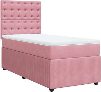 vidaXL Cama Box Spring Con Colch&oacute;n Terciopelo Rosa 80x200 Cm Vidaxl