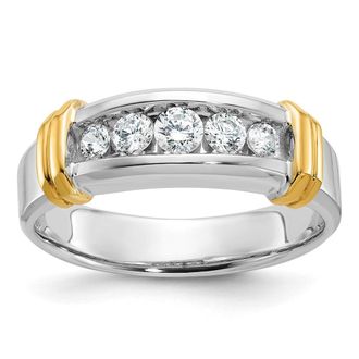 Diamond2Deal 14k Two-tone Lab Grown Diamond 5-Stone Band Ring 1/2Ct Clarity- VS Color- G-H
