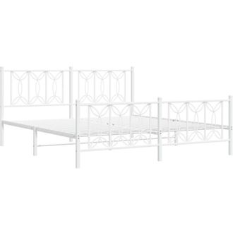 vidaXL Estructura Cama Sin Colch&oacute;n Con Estribo Metal Blanco 183x213 Cm Vidaxl