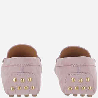Tod's Womens Suede Rubber-Soled Loafers Pink Calfskin