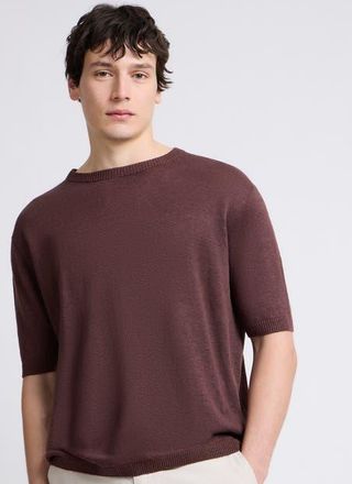 Onia Linen Knit T-Shirt in Espresso at Nordstrom, Size X-Large