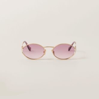 Miu Miu Logo Sunglasses, Woman, Pink Beg Shaded Lenses