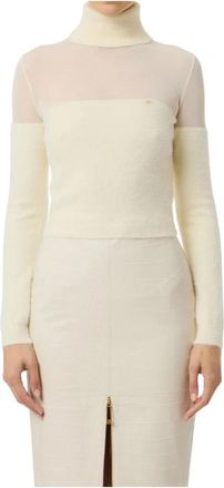 Elisabetta Franchi Stijlvolle Sweater Collectie - Dames - Coltruien - Wit - L - Truien & Vesten