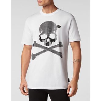 Philipp Plein T-Shirt Round Neck Skull&Bones Men in White at Nordstrom, Size Xxx-Large