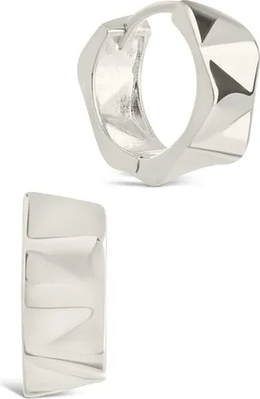 Sterling Forever Ginevra Bolt Hoop Earrings in Silver at Nordstrom Rack