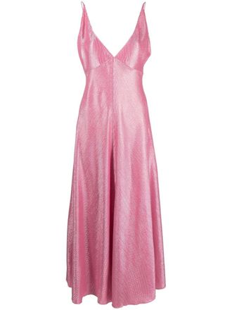 Forte_Forte metallic plunging v-neck dress - Pink