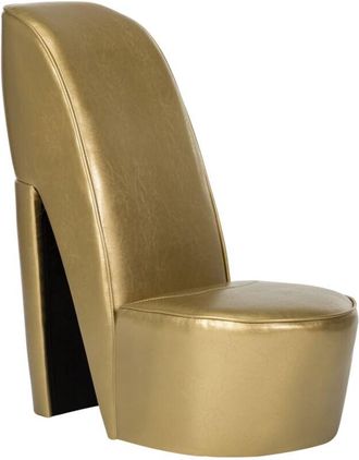 vidaXL Vidaxl - Sill&oacute;n Con Forma De Zapato De Tac&oacute;n Cuero Sint&eacute;tico Dorado