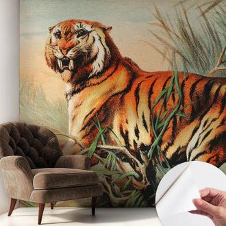 Tulup Carta Da Parati Autoadesiva - Fotomurale - Decorazione Parete - Stile Elegante - Decorazione Casa - Tigre Nella Natura 250x250 Cm