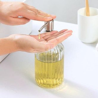 OEM Dispensador De Jab&oacute;n De Vidrio Con Bomba De Acero Inoxidable - 532 Ml - Transparente