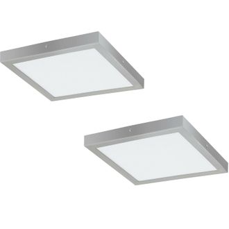 Loops 2 PACK Wall / Ceiling Light Silver 400mm Square Surface Mounted 25W LED 4000K in Metallics