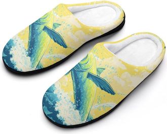 Generic Mahimmahi Fishes Mens Slippers Memory Foam Winter Warm Sandals Slip On House Shoes Size 7-14