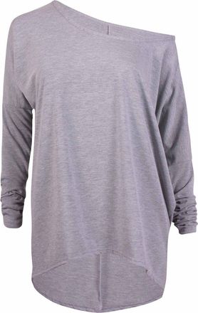 The Celebrity Fashion Womens Off Shoulder Ladies Oversize Layering Lagenlook Bagg High Low Jumper Top (Plus Size UK 16-18, Grey)
