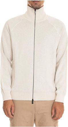 HUGO BOSS Sweatshirt met dubbele rits - Heren - Vesten - Beige - M - Katoen - Truien & Vesten