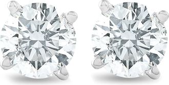 Pompeii3 3/4Ct Round Brilliant Natural Diamond Stud Earrings in 14K Gold Classic Setting