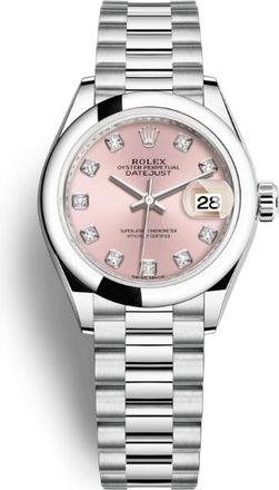 Rolex Lady-Datejust Pink Dial Automatic Platinum President Watch 279166PDP