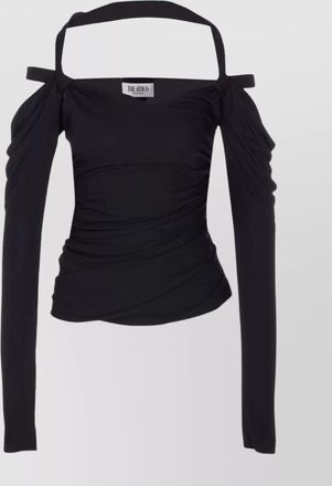 The Attico asymmetrical off-the-shoulder ruched detailing top