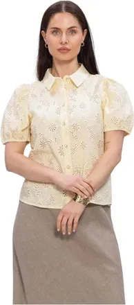 Freebird by Steven Wv-Flower-Embro-26-1 Blouse - Dames - Overhemden - Beige - L - Katoen - Overhemden
