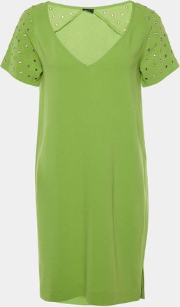 Joseph Green Stretch Crepe Eyelet Detail Shift Dress