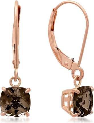 MAX + STONE Solid 10K Yellow, White or Rose Gold 6mm Cushion Cut Gemstone Dangle Earrings
