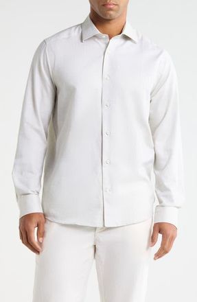 Jack Victor Danforth Stretch Cotton & Linen Blend Dress Shirt in Sage at Nordstrom, Size Xx-Large