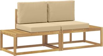 vidaXL Sof&aacute; De Esquina Exterior 2 Pieza Blanco Madera De Acacia S&oacute;lida Vidaxl