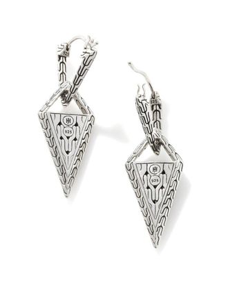 John Hardy Carved Chain Silver Gemstone Drop Earrings