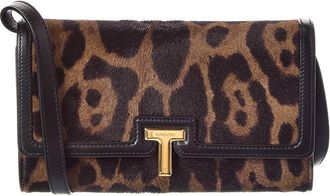 Tom Ford T Plaque Haircalf & Leather Wallet On Chain