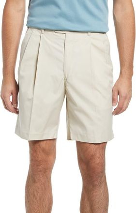 Berle Prime Pleated Poplin Shorts in Light Tan at Nordstrom, Size 35