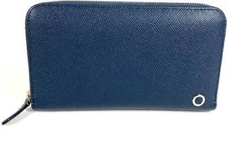 Bulgari Blue Leather Long Wallet (Bi-Fold) (Pre-Owned)