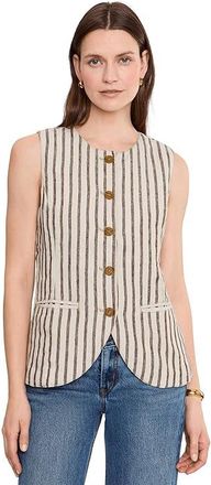 Faherty Sun Strider Linen Vest Womens Clothing Cocoa Grove Stripe : 12