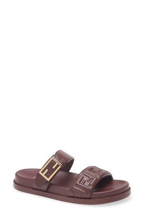 Fendi Feel FF Double Band Sandal in Burgundy at Nordstrom, Size 11.5Us