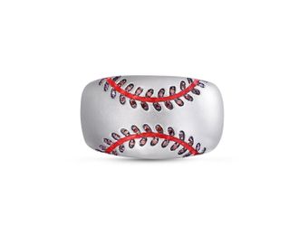 LuvMyJewelry Home Run Baseball Sterling Silver Diamond Band Men Ring