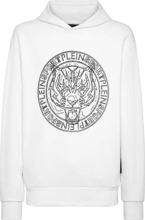 Plein Sport Hooded Sweatshirt Tiger - Heren - Sportshirts - Wit - XL - Katoen - Fitness