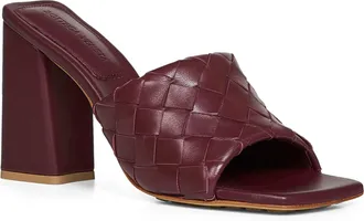 Bottega Veneta Womens Intrecciato Leather Parco Mules Sandals Bordeaux Lambskin
