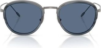 A|X Armani Exchange 50mm Round Sunglasses in Gunmetal /Dark Blue at Nordstrom