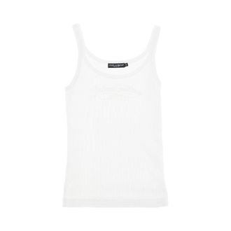 Dolce & Gabbana Ribbed tank top with logo embroidery Woman 38